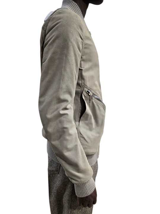 Blouson cuir Dark Pearl Heizer Flight poches plaquées RU02F 4779 LBS 48 Rick Owens homme boutique Strasbourg profil