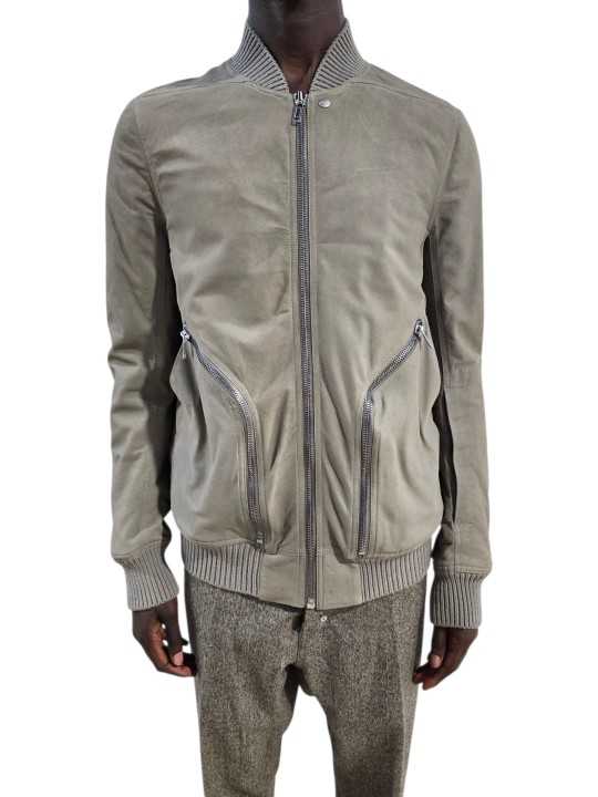 Blouson cuir Dark Pearl Heizer Flight poches plaquées RU02F 4779 LBS 48 Rick Owens homme boutique Strasbourg front