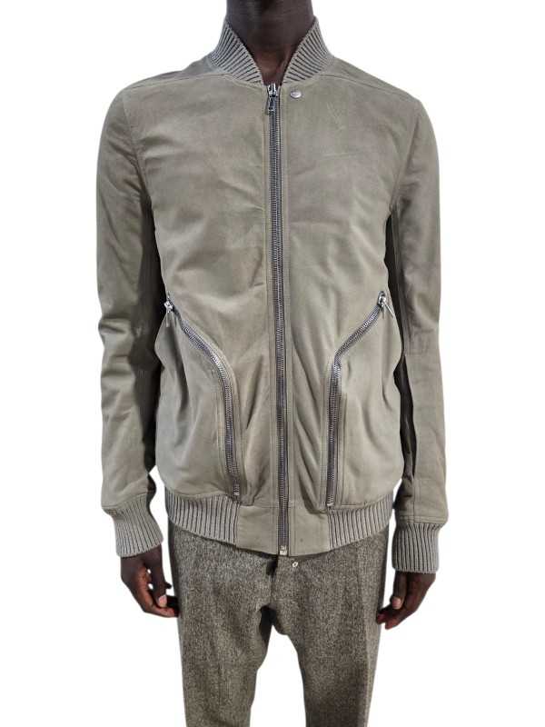 Blouson cuir Dark Pearl Heizer Flight poches plaquées RU02F 4779 LBS 48 Rick Owens homme boutique Strasbourg front