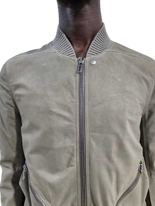 Blouson cuir Dark Pearl Heizer Flight poches plaquées RU02F 4779 LBS 48 Rick Owens homme boutique Strasbourg détail