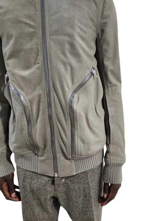 Blouson cuir Dark Pearl Heizer Flight poches plaquées RU02F 4779 LBS 48 Rick Owens homme boutique Strasbourg poche