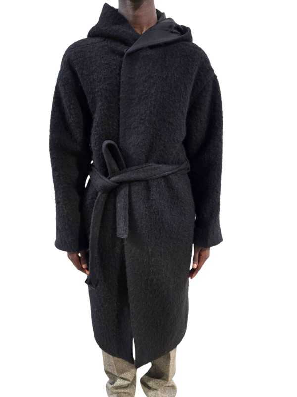 MANTEAU NOIR CAPUCHE ALPAGA TOWER COAT RU02F 4987 WPA 09 RICK OWENS HOMME boutique Strasbourg shop vêtement front