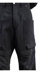 Pantalon large cargo laine grain de poudre noir Stefan Cargo Rick Owens homme RU02F 4346 WGP 09 boutique Strasbourg vêtement dét