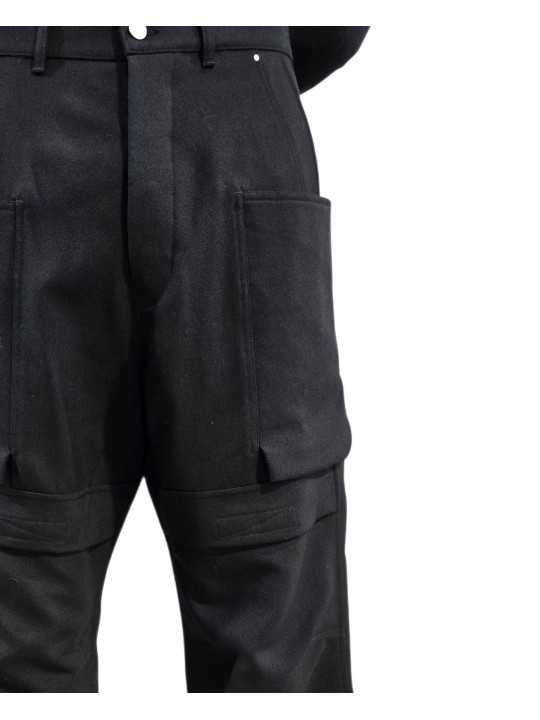 Pantalon large cargo laine grain de poudre noir Stefan Cargo Rick Owens homme RU02F 4346 WGP 09 boutique Strasbourg vêtement dét