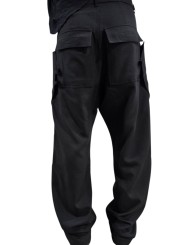 Pantalon large cargo laine grain de poudre noir Stefan Cargo Rick Owens homme RU02F 4346 WGP 09 boutique Strasbourg vêtement dos