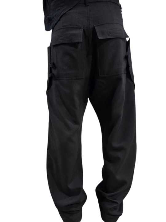 Pantalon large cargo laine grain de poudre noir Stefan Cargo Rick Owens homme RU02F 4346 WGP 09 boutique Strasbourg vêtement dos