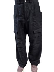Pantalon large cargo laine grain de poudre noir Stefan Cargo Rick Owens homme RU02F 4346 WGP 09 boutique Strasbourg vêtement vue