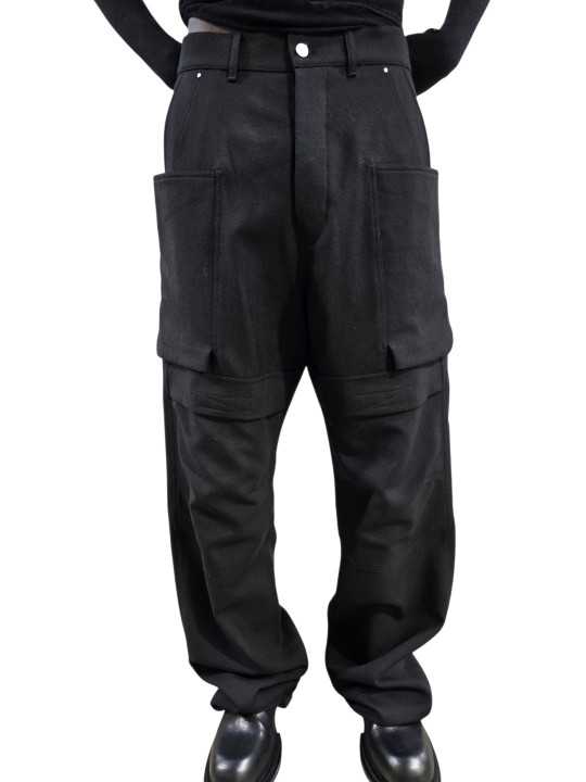 Pantalon large cargo laine grain de poudre noir Stefan Cargo Rick Owens homme RU02F 4346 WGP 09 boutique Strasbourg vêtement dvt