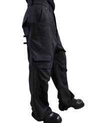 Pantalon large cargo laine grain de poudre noir Stefan Cargo Rick Owens homme RU02F 4346 WGP 09 boutique Strasbourg vêtement p