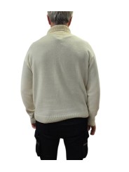 Pull col camioneur Carlos écru fleur brodée 622830 9514 Montagut Homme boutique Strasbourg vêtement store shop dos