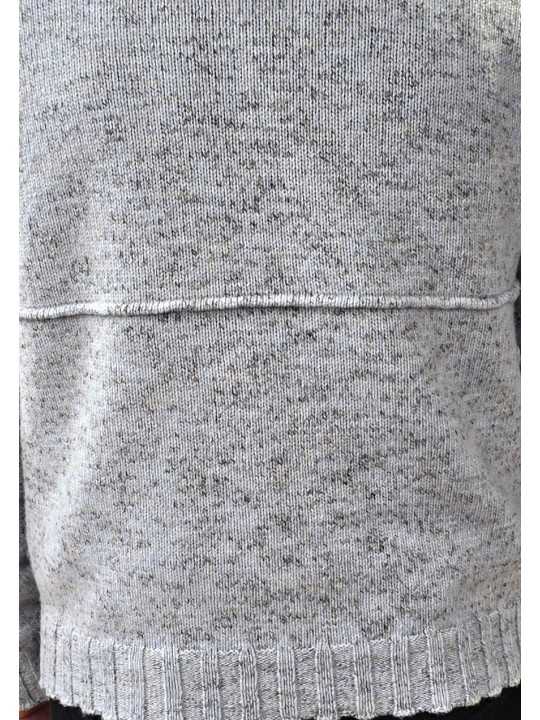 Pull camion zip bas Caspian laine chiné ciel marron 622844 9443 Montagut Homme boutique Strasbourg shop store vêtement zoom
