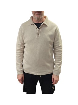 Polo cachemire boutons Calvin sable 622818 9401 Montagut Homme boutique Strasbourg shop vêtement store front