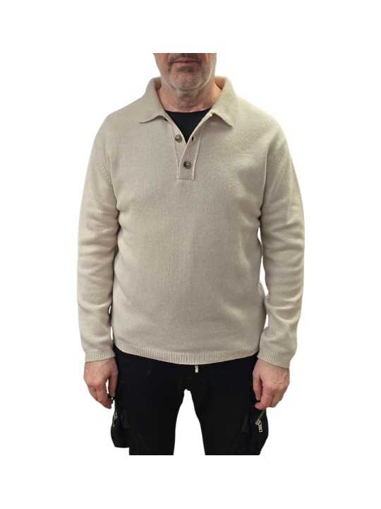 Polo cachemire boutons Calvin sable 622818 9401 Montagut Homme boutique Strasbourg shop vêtement store front