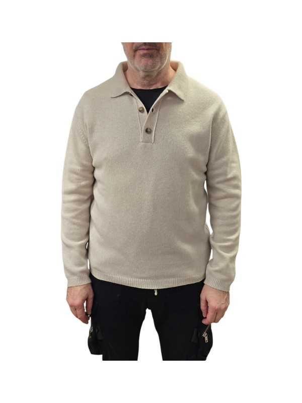 Polo cachemire boutons Calvin sable 622818 9401 Montagut Homme boutique Strasbourg shop vêtement store front