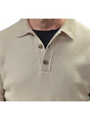 Polo cachemire boutons Calvin sable 622818 9401 Montagut Homme boutique Strasbourg shop vêtement store col
