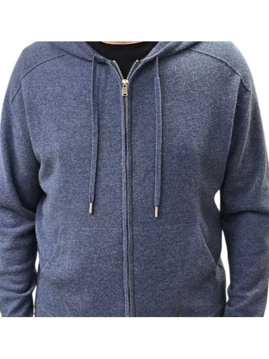 HOODIES ZIP CACHEMIRE DENIM COLIN 622817 9445 MONTAGUT HOMME gilet boutique Strasbourg vêtement store shop zoom