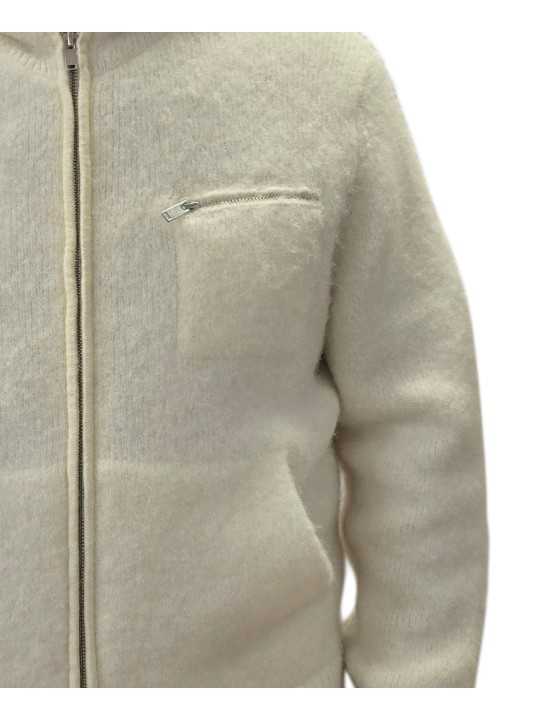 Gilet Cassius alpaga écru capuche poche zippée 622840 9514 Montagut Homme bouTIQUE sTRASBOURG France vêtement shop détail