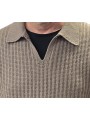 Pull col marin brodé fleur bas taupe avoine Cesar 622828 9425 Montagut Homme boutique Strasbourg France store vêtement col
