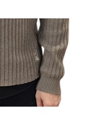 Pull col marin brodé fleur bas taupe avoine Cesar 622828 9425 Montagut Homme boutique Strasbourg France store vêtement détail