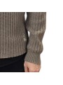 Pull col marin brodé fleur bas taupe avoine Cesar 622828 9425 Montagut Homme boutique Strasbourg France store vêtement détail