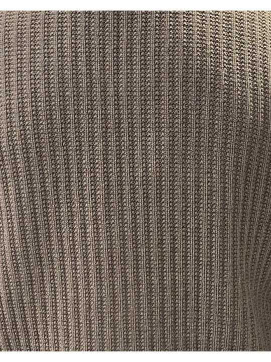 Pull col marin brodé fleur bas taupe avoine Cesar 622828 9425 Montagut Homme boutique Strasbourg France store vêtement zoom