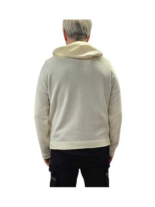 Pull hoodies Cleosan écru laine oversize droit 622854 9401 Montagut Homme boutique Strasbourg vêtement shop store dos