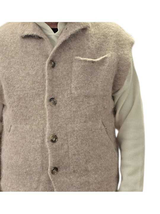 Veste sans manche Carter boutons beige alpaga 622838 9402 Montagut Homme boutique Strasbourg vêtement shop store détail