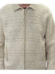 Veste zip chiné alpaga écru greige Caleb 622839 9514 Montagut Homme boutique Strasbourg vêtement shop store gilet zoom