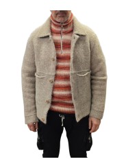 Veste boutons poches basses beige alpaga Claudio 622837 9402 Montagut Homme gilet boutique Strasbourg vêtement shop open