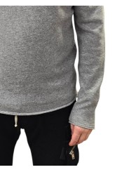Pull col rond large gris Celestin laine 622825 9412 Montagut Homme boutique Strasbourg vêtement store shop détail
