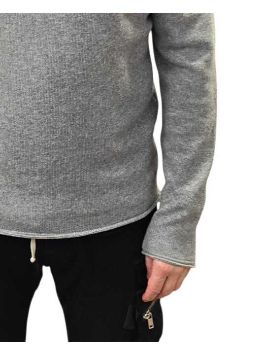 Pull col rond large gris Celestin laine 622825 9412 Montagut Homme boutique Strasbourg vêtement store shop détail