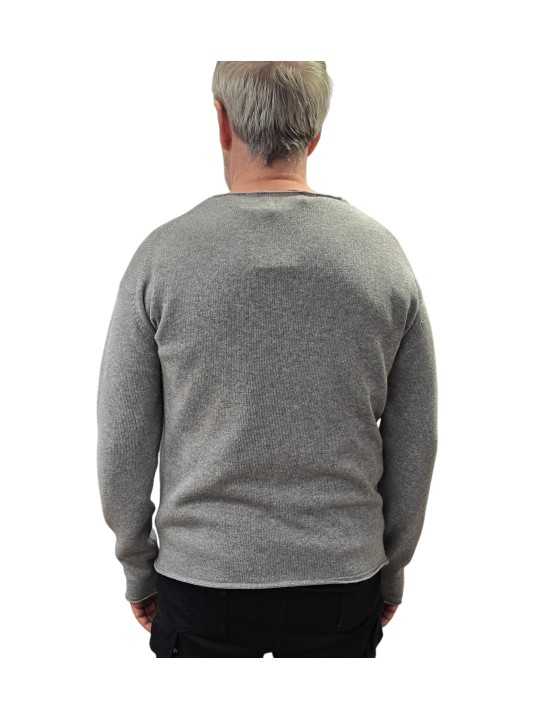 Pull col rond large gris Celestin laine 622825 9412 Montagut Homme boutique Strasbourg vêtement store shop dos