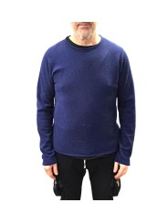 Pull col rond rouloté bleu cobalt Camille cachemire 622816 9441 Montagut Homme boutique Strasbourg vêtement store shop front