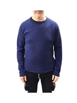 Pull col rond rouloté bleu cobalt Camille cachemire 622816 9441 Montagut Homme boutique Strasbourg vêtement store shop front