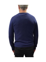 Pull col rond rouloté bleu cobalt Camille cachemire 622816 9441 Montagut Homme boutique Strasbourg vêtement store shop dos