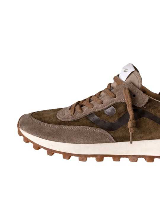 Baskets Veloce suède taupe vert spoiler fushia No Map Society femme NC5 WS110120 113 boutique strasbourg sneakers store shop fr
