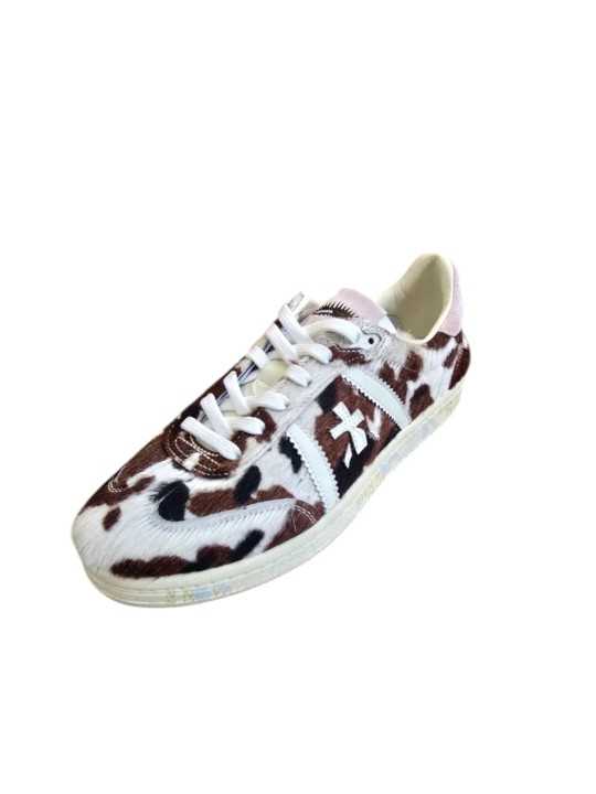 Sneakers Bonnied poils print vache spoiler rose Premiata Femme 8577 baskets boutique Strasbourg store shop shoes profil