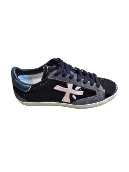 Sneakers sequin noir Stevend spoiler vert métal 8496 Premiata Femme boutique Strasbourg shop store online shoes avt