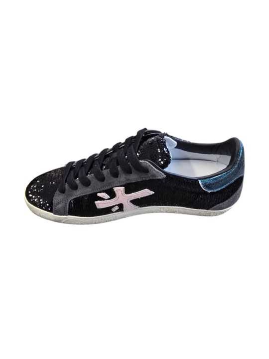 Sneakers sequin noir Stevend spoiler vert métal 8496 Premiata Femme boutique Strasbourg shop store online shoes int