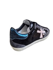Sneakers sequin noir Stevend spoiler vert métal 8496 Premiata Femme boutique Strasbourg shop store online shoes spoil