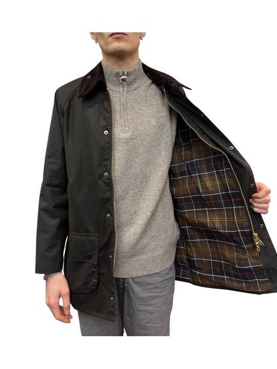 VESTE BEAUFORT WAXEE OLIVE BARBOUR HOMME MWX0002 OL71 Strasbourg face ouverte