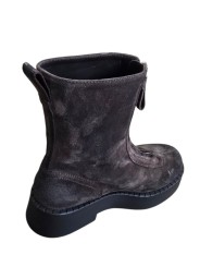 BOTTINES PLATEAU SUEDE VIEILLI CHOCO ZIP AVANT M7144 PREMIATA FEMME shop boutique Strasbourg shoes store France profil