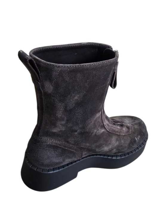 BOTTINES PLATEAU SUEDE VIEILLI CHOCO ZIP AVANT M7144 PREMIATA FEMME shop boutique Strasbourg shoes store France profil