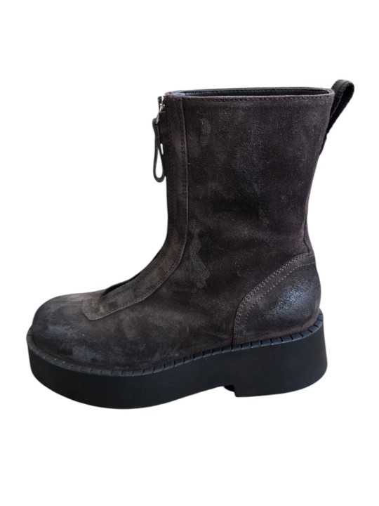 BOTTINES PLATEAU SUEDE VIEILLI CHOCO ZIP AVANT M7144 PREMIATA FEMME shop boutique Strasbourg shoes store France front