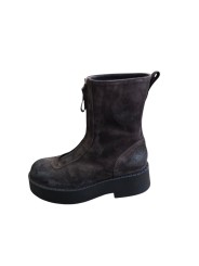 BOTTINES PLATEAU SUEDE VIEILLI CHOCO ZIP AVANT M7144 PREMIATA FEMME shop boutique Strasbourg shoes store France style