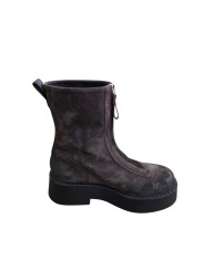 BOTTINES PLATEAU SUEDE VIEILLI CHOCO ZIP AVANT M7144 PREMIATA FEMME shop boutique Strasbourg shoes store France back