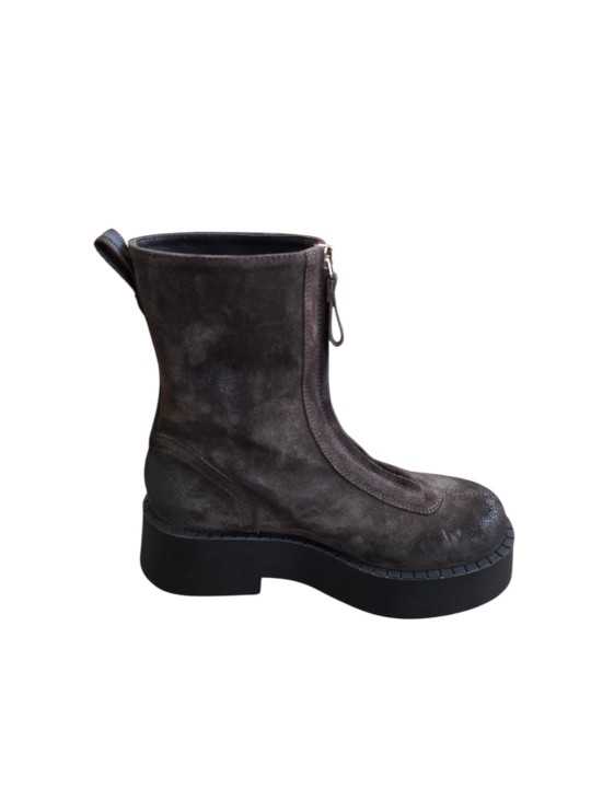 BOTTINES PLATEAU SUEDE VIEILLI CHOCO ZIP AVANT M7144 PREMIATA FEMME shop boutique Strasbourg shoes store France back
