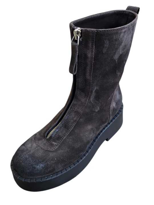 BOTTINES PLATEAU SUEDE VIEILLI CHOCO ZIP AVANT M7144 PREMIATA FEMME shop boutique Strasbourg shoes store France vue