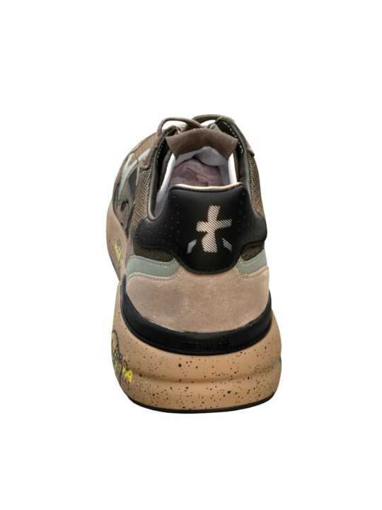 Baskets mesh suède kaki jade noir spoiler noir Mick 8436 Premiata homme sneakers boutique Strasbourg France store shop shoes arr