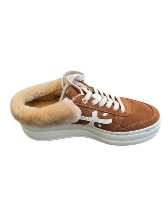 Sneakers mule fourrée suède Camel MICOL 7016M Premiata Femme baskets boutique Strasbourg France shoes store shop online in